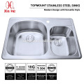 Drop-in cUPC Stainless Steel Topmount Corner Kitchen sink with Double Bowl